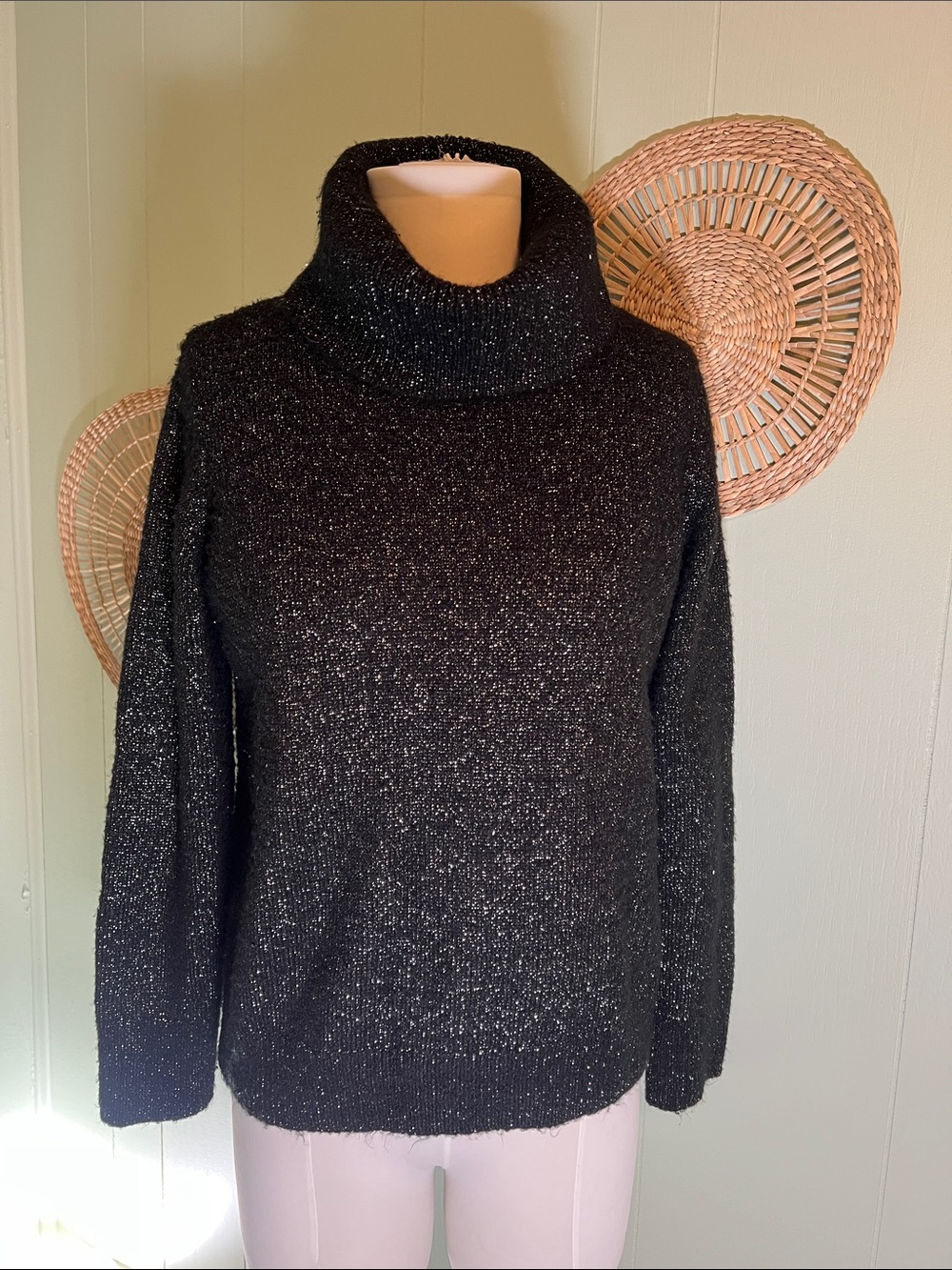 Ricki's Black Metallic Turtleneck Sweater